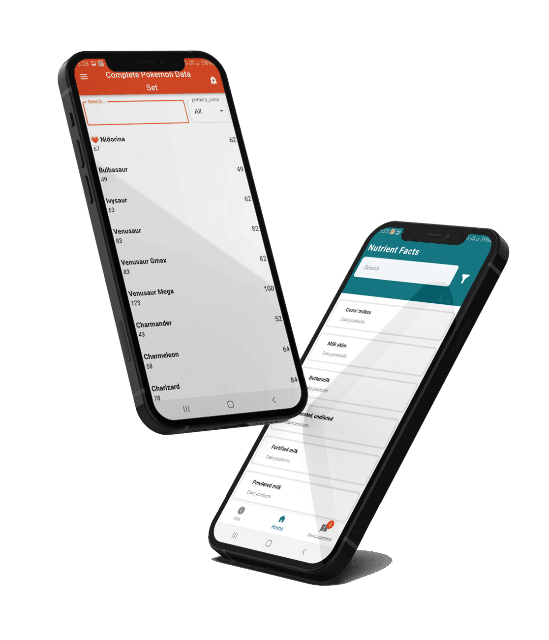 Two published Wistify list apps on mobile phones