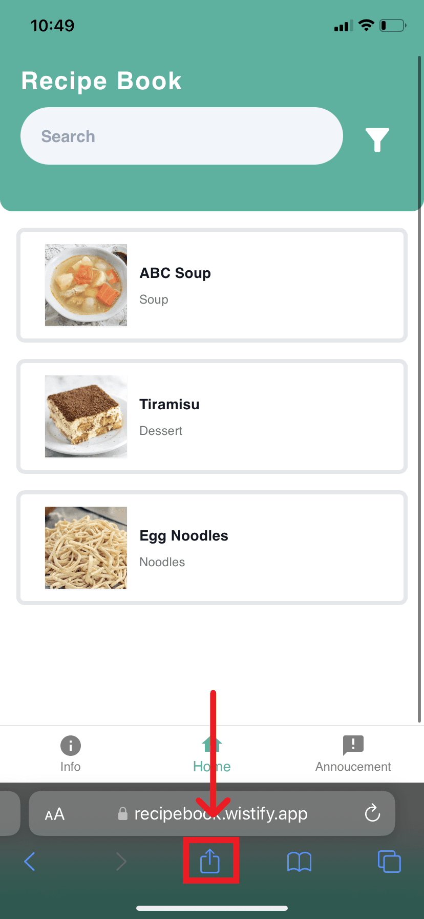 iPhone or iPad: Open the Share menu